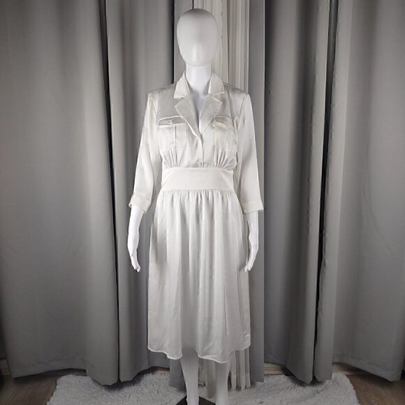Marycrafts Dresses & Skirts - Marycrafts White Long Sleeve 2 Button Dress Size 8 (NWT)